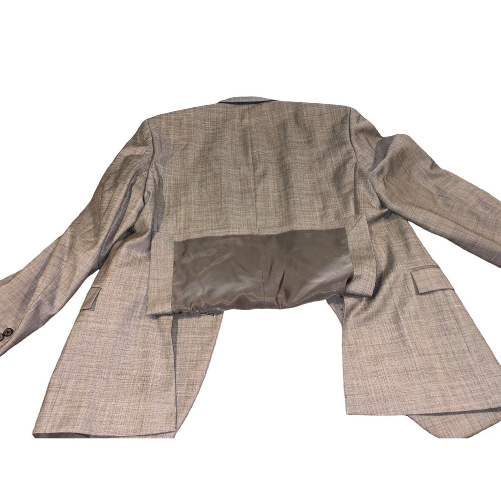 Egara Suit Mens 44R Gray 2 Button 100% Wool Peak Lapel Pants 34x28 Slim Fit - Picture 7 of 12